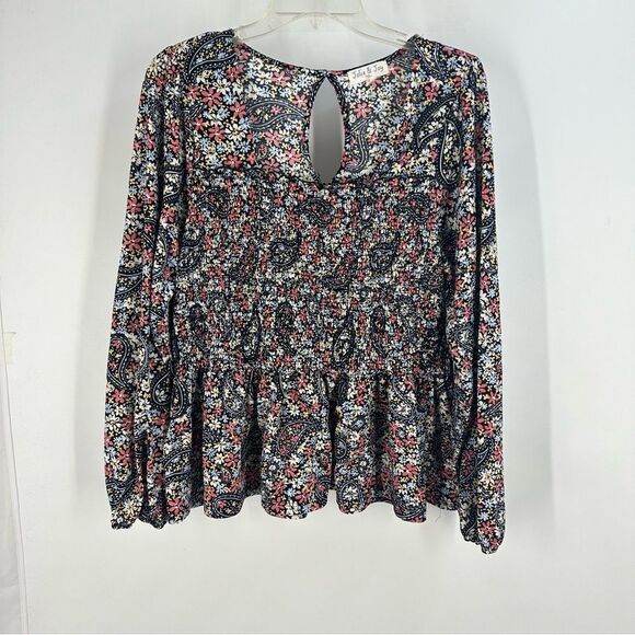 Jolie and Joy Size 1X Flower Print Peasant Top - Picture 1 of 7